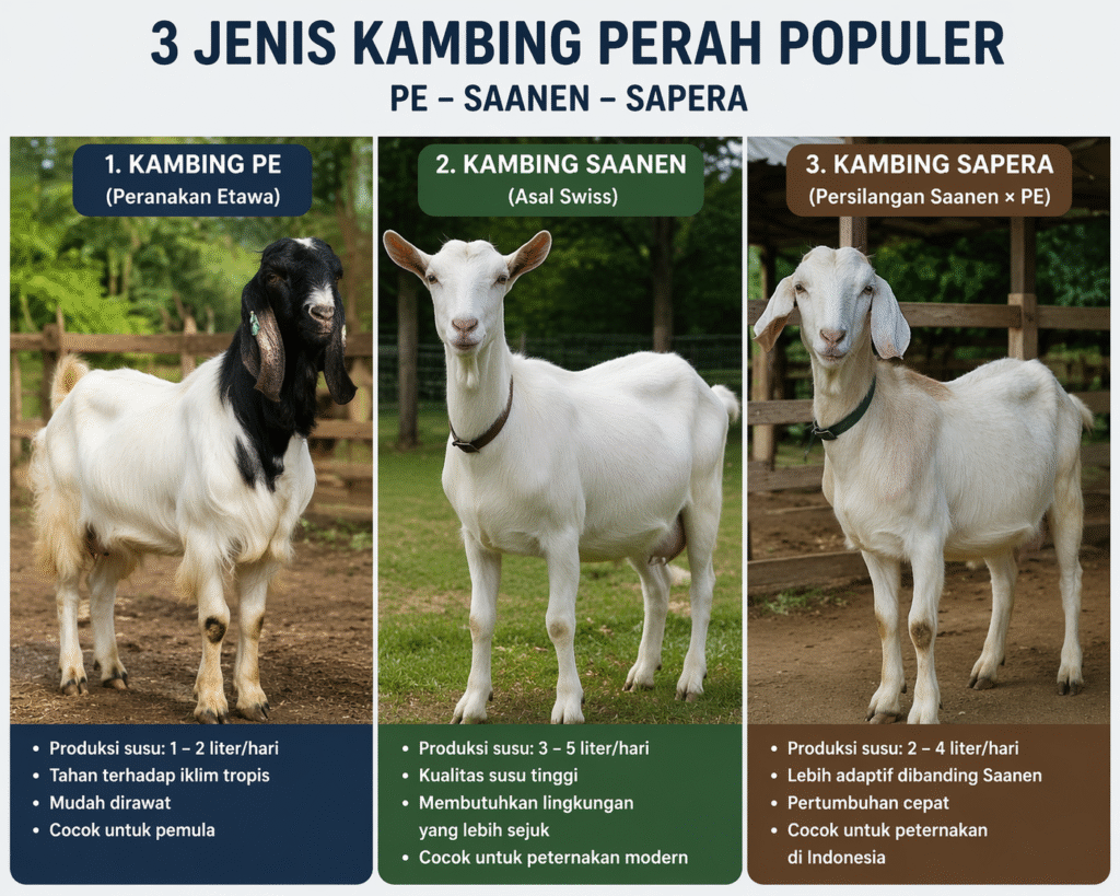 Mengenal Kambing PE, Saanen, dan Sapera: Mana yang Menghasilkan Susu Terbaik?