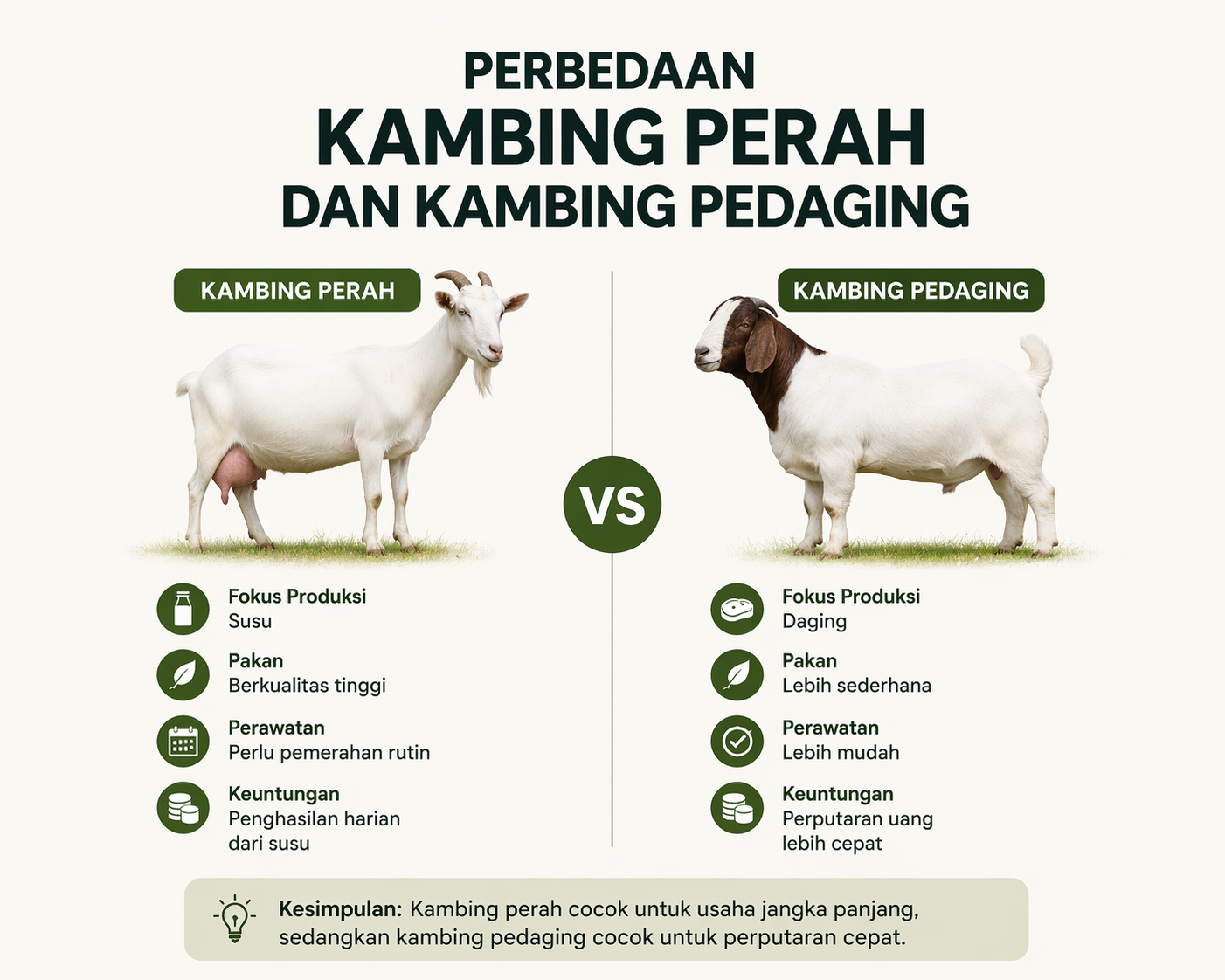perbedaan kambing perah dan kambing pedaging dilihat dari fisik dan fungsi