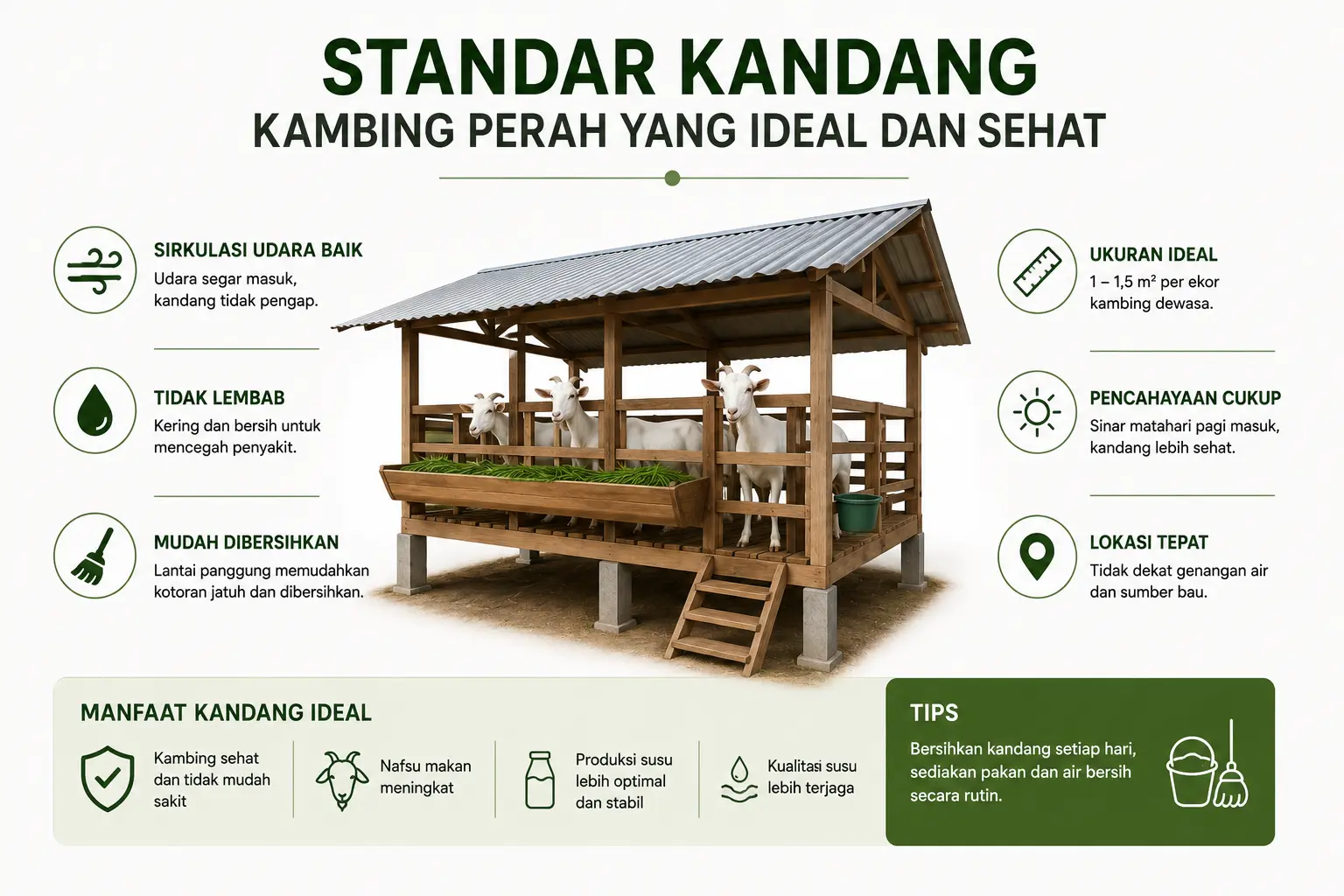 standar kandang kambing perah yang ideal dan sehat untuk produksi susu
