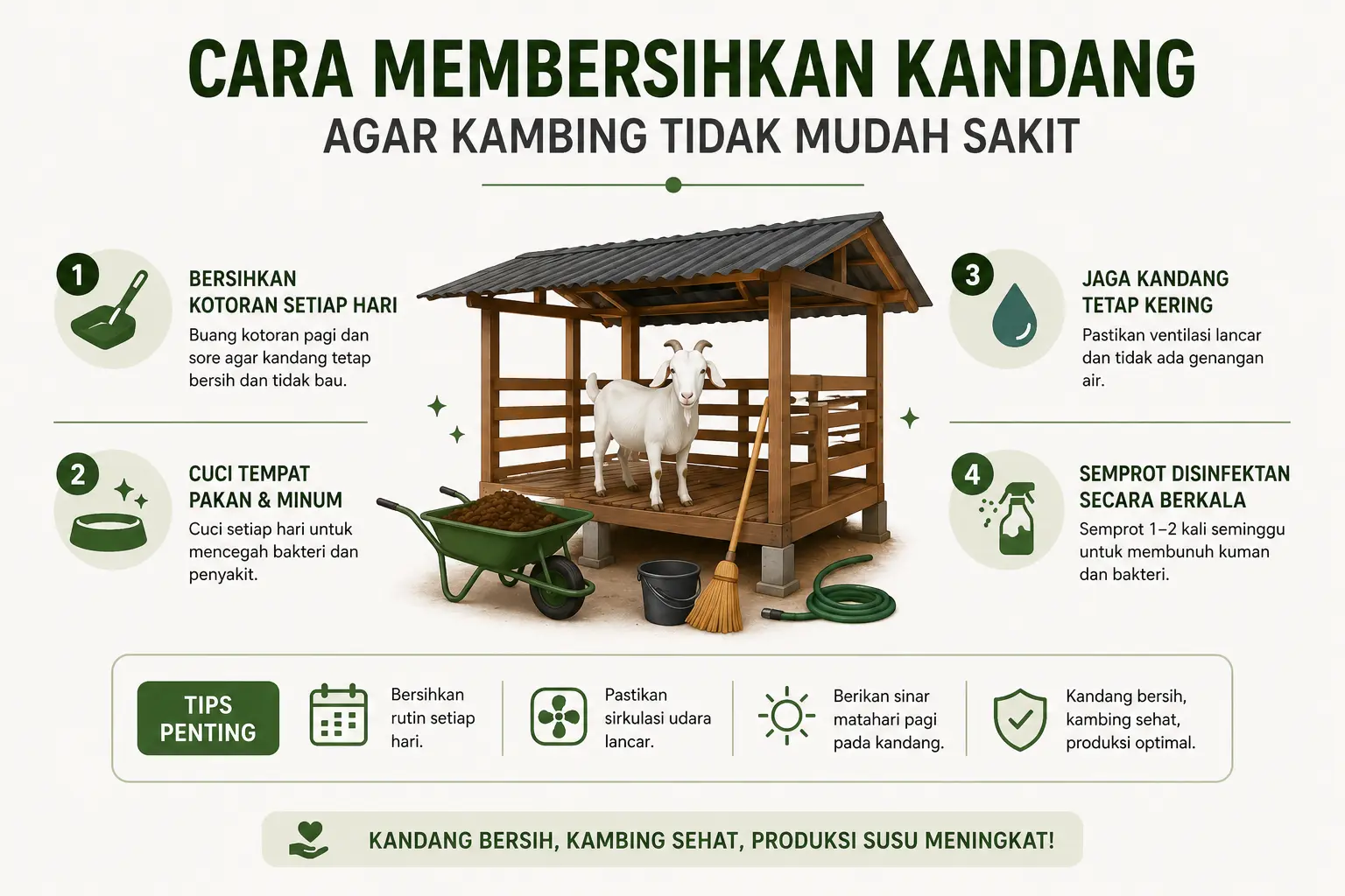 cara membersihkan kandang agar kambing tidak mudah sakit dan tetap sehat