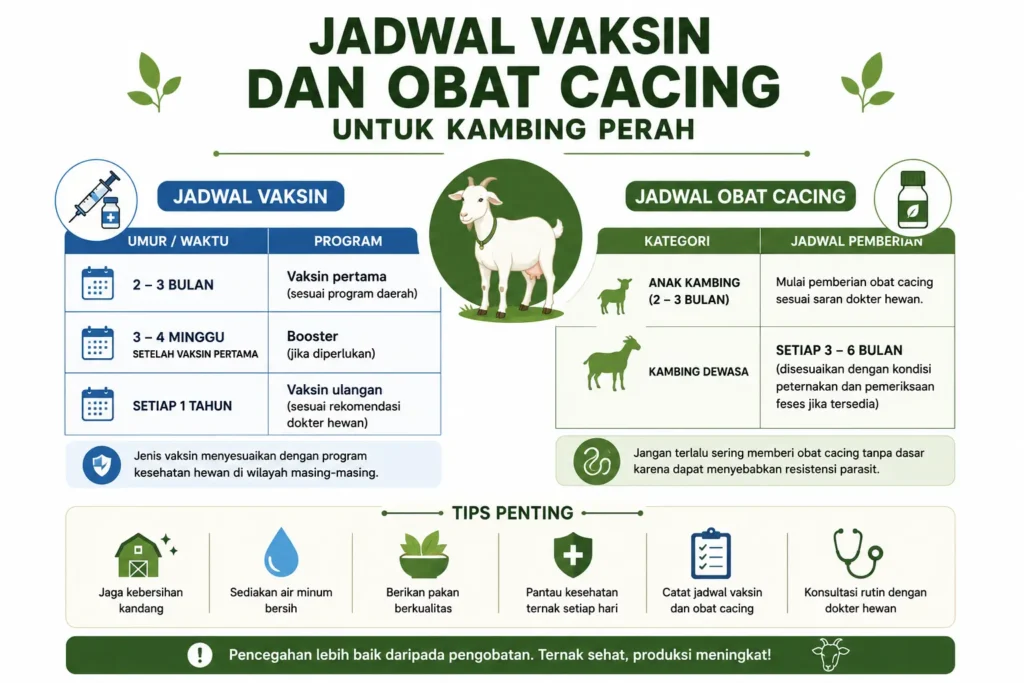Jadwal Vaksin dan Obat Cacing untuk Kambing Perah